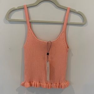BCBGeneration Apricot Blush Tank Crop Top Ribbed Size S